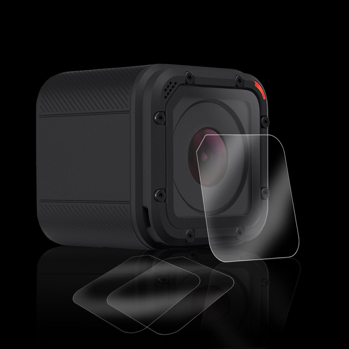 AKWOX (Pack of 3) Tempered Glass Screen Protector for Gopro Hero 4 Session Hero 5 Session, 0.3mm 9H Hard Scratch-resistant Camera Lens Film for GoPro
