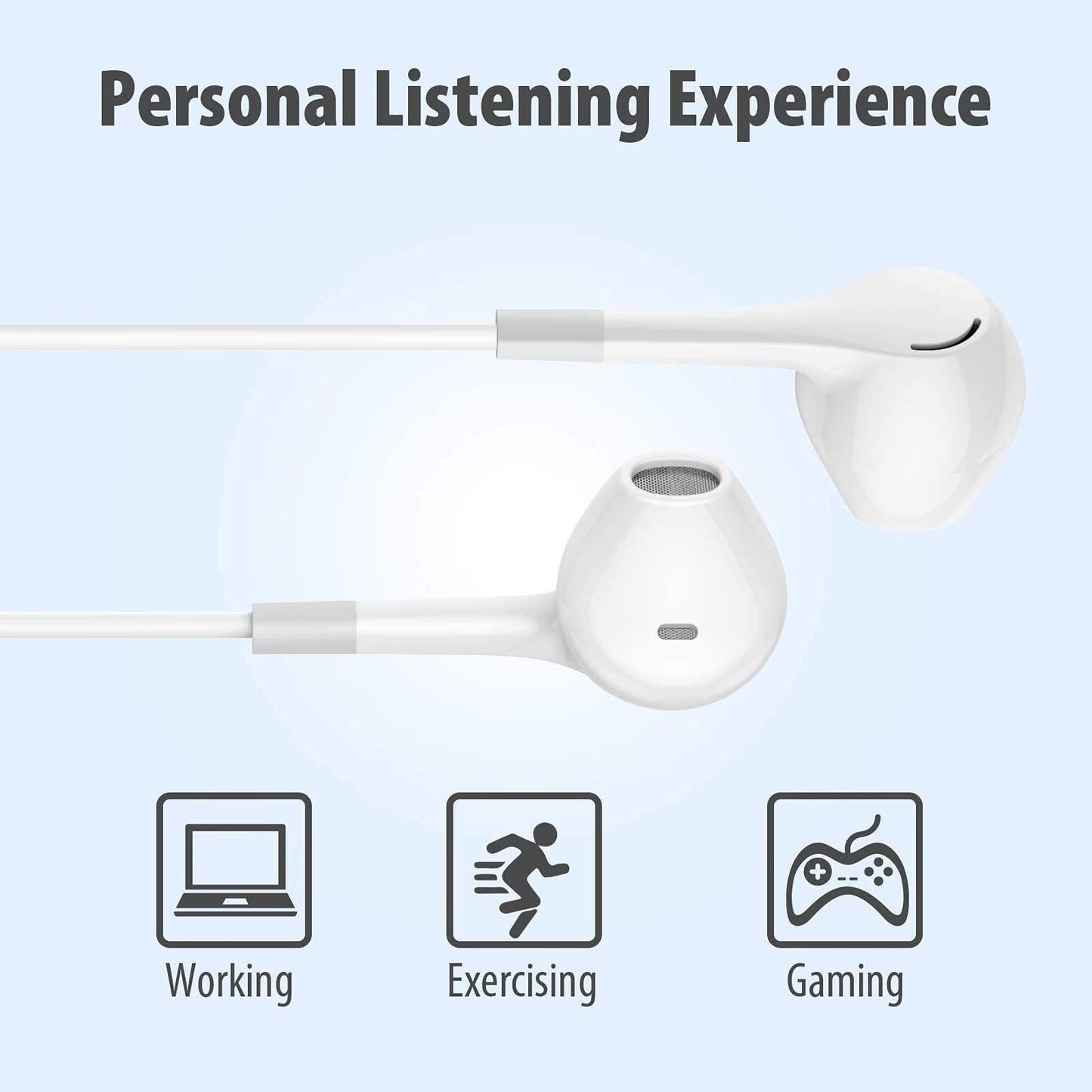 Earbuds Headphones 5 in One Pack, Wired Earbud with Heavy Bass Stereo Noise Blocking, Microphone, Compatible with iPhone, Android Phones, Laptops