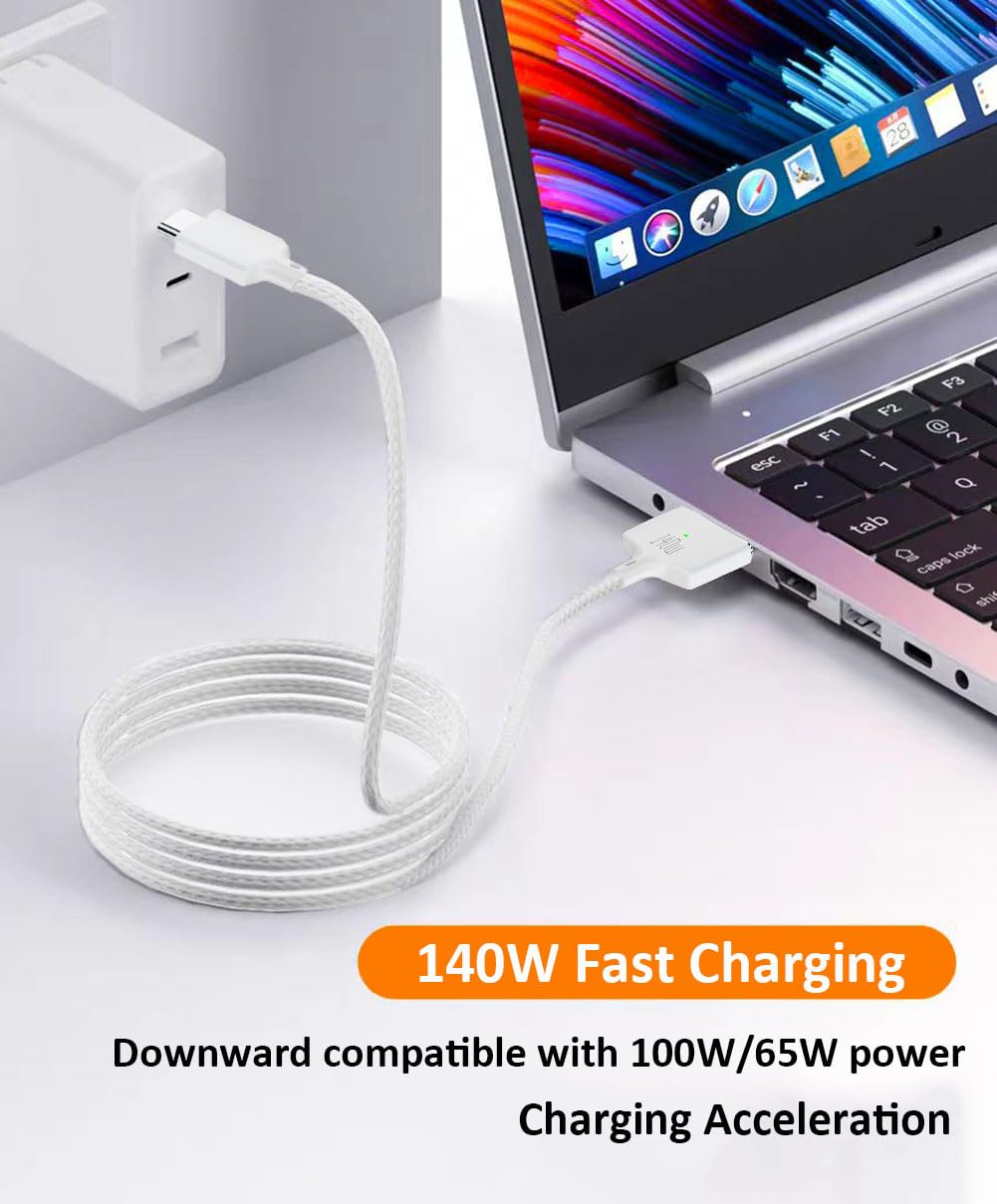 Dorwrnln 140W USB C to Magnetic 3 Charging Cable for MacBook Pro/Air (14/16/13/15-inch, 2023/2022/2024), 6.6FT