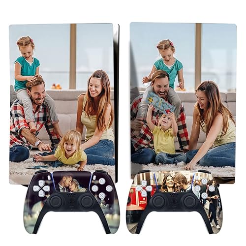 Personalized Custom Skin for PS5 Console Controller with Photos Pictures Customized Vinyl Sticker Decal Cover Compatible with Playstation 5(Disc