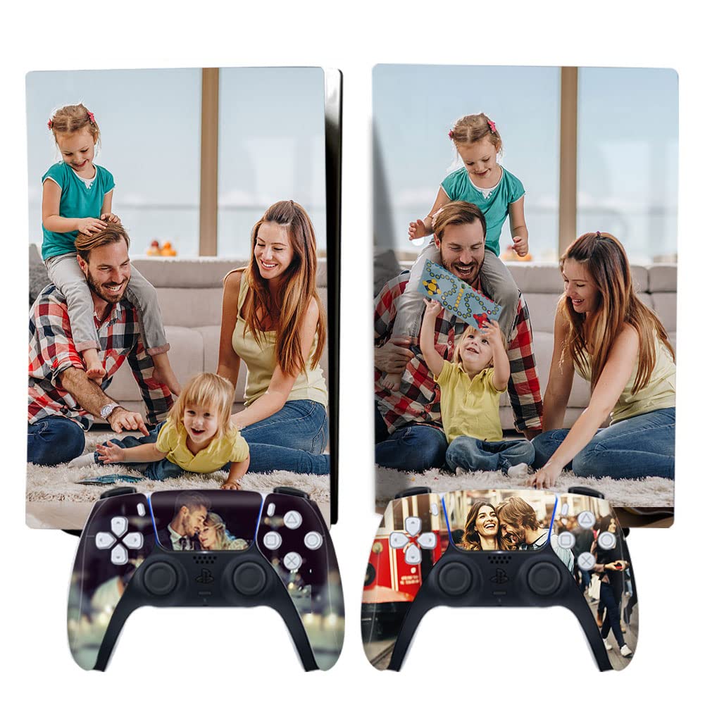 Personalized Custom Skin for PS5 Console Controller with Photos Pictures Customized Vinyl Sticker Decal Cover Compatible with Playstation 5(Disc