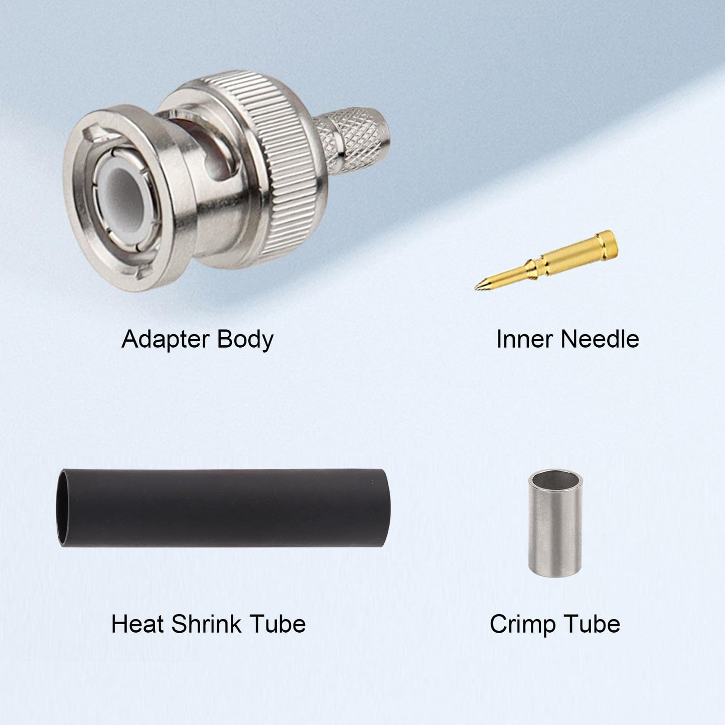 XRDS -RF RG58 BNC Connectors 10PCS - BNC Male Crimp Connector Compatible with RG58, LMR195, RG400, RG142, 3D-FB Coax Cables for RF, Video