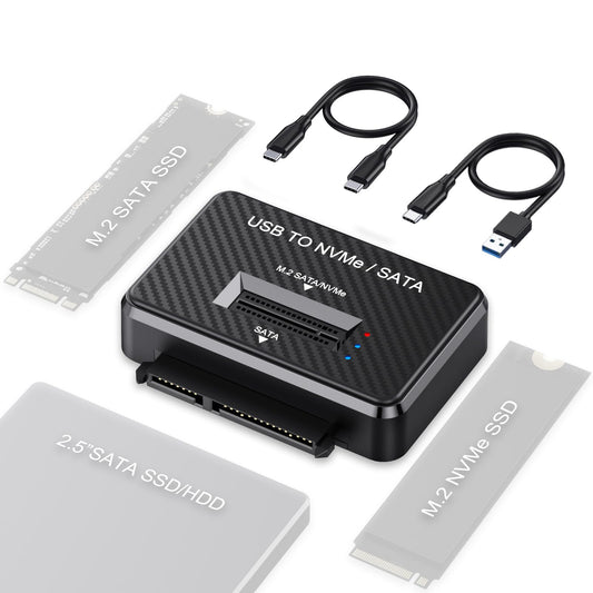 M2 NVMe SATA SSD Enclosure Hard Drive Reader USB 3.2 Gen 2 10Gbps External SSD Reader for 2.5" HDD SSD M.2 NVMe SATA (M Key&M+B Key),Support Sizes