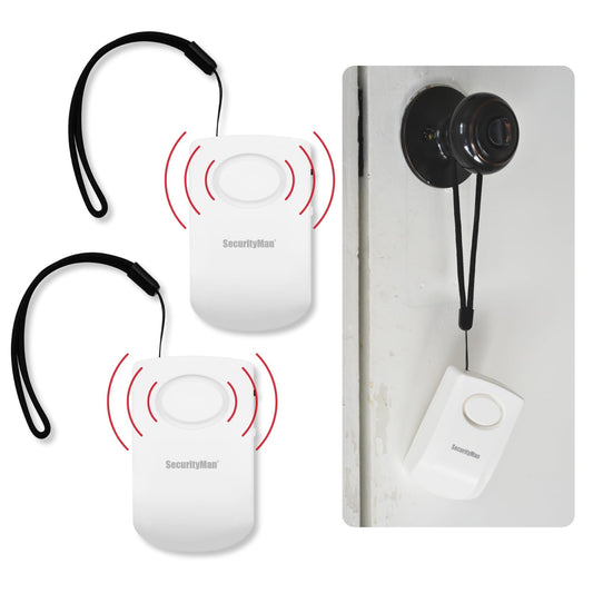 Securityman Door Handle Alarm with 130dB Vibration Triggered Portable Door Alarms When Opened - Perfect for Kids, Toddler, Elderly, Hotel, Travel