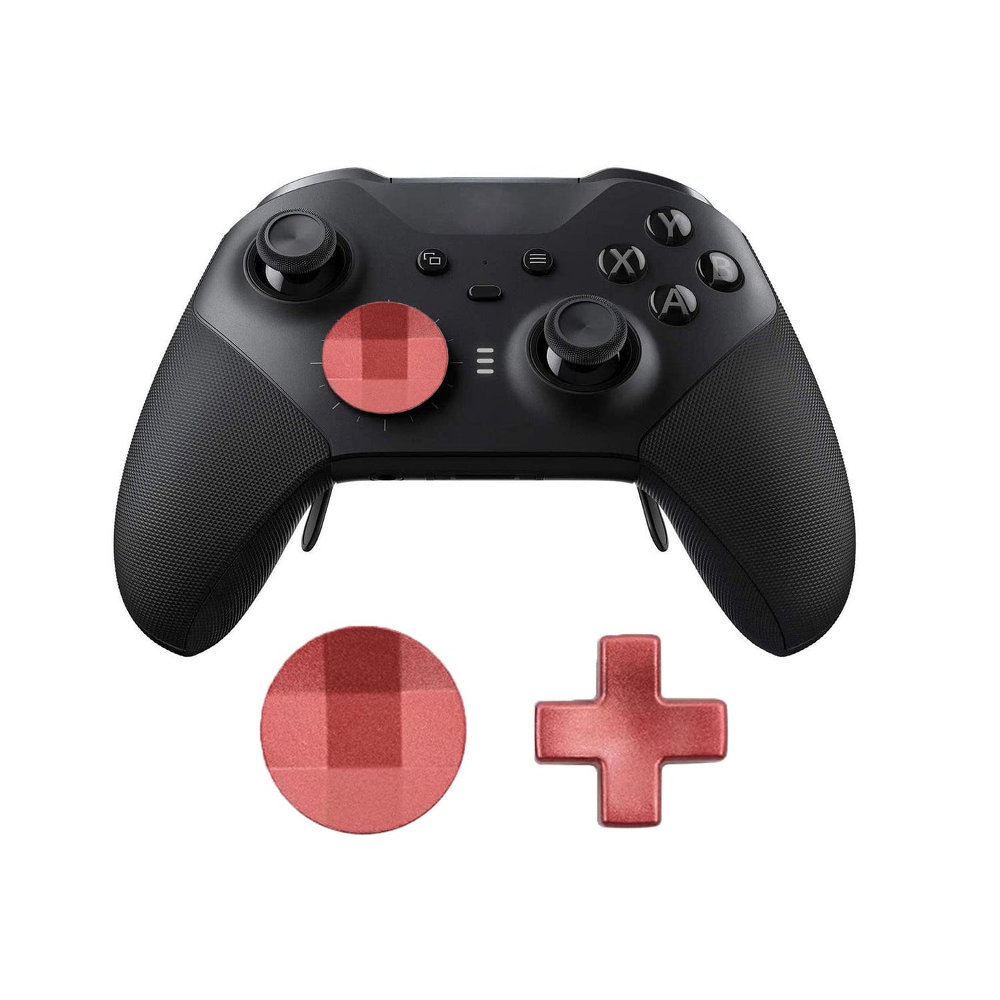 Metal D-Pads, 4 Paddles (Medium & Mini) Trigger Buttons Replacement for Elite Series 2, Xbox One Elite Controllers (Matte Red)