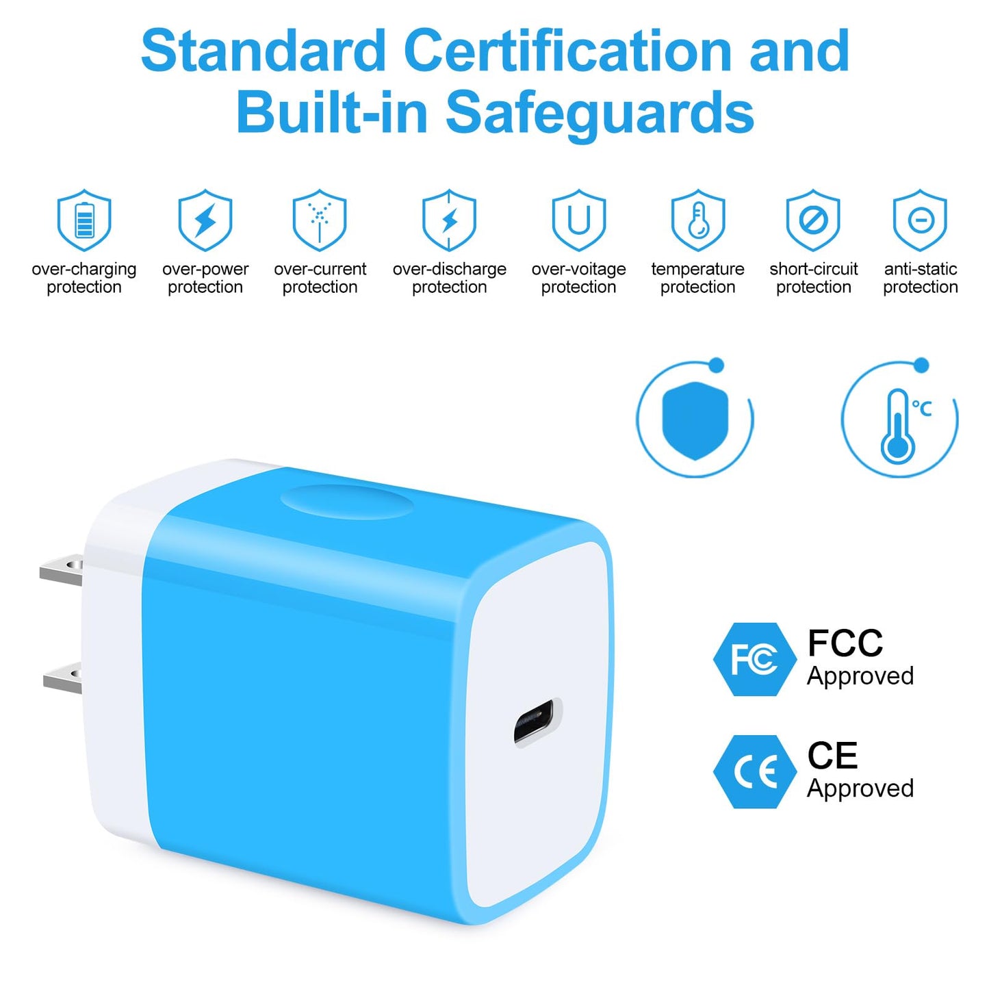 USB C Wall Charger, 20W PD Type C Fast Charging Block & 6ft Cable Compatible with Google Pixel 10/10 Pro XL/9a/9 XL 8a 8 7a 7 6 5, Samsung Galaxy