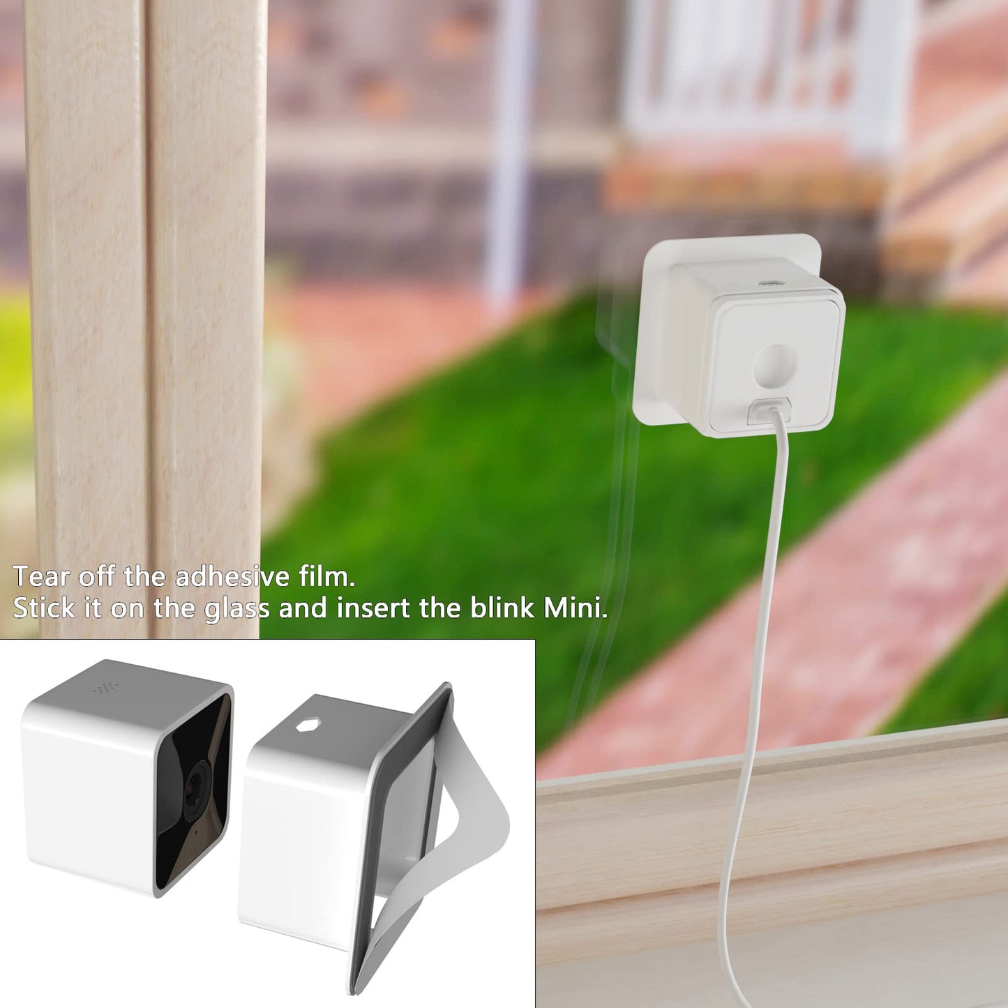 Teccle ( Pack of 2 ) Window Mount for Blink Mini, Through Window Use Blink Mini Camera, No Need to Run Wiring Outdoors (White/Pack of 2)