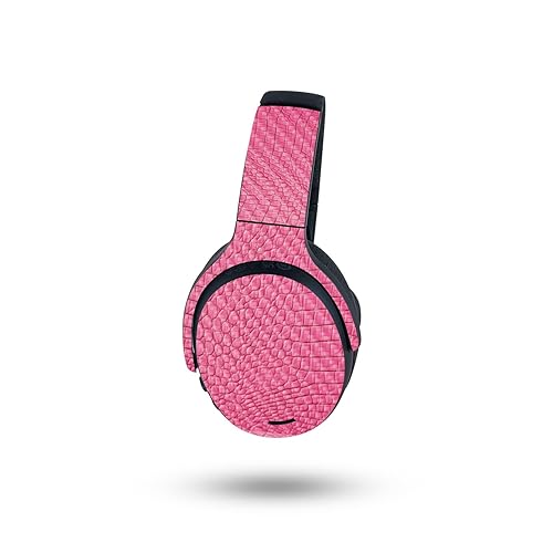 MightySkins Carbon Fiber Skin Compatible with Skullcandy Crusher ANC 2 - Pink Gator Skin | Protective, Durable Textured Carbon Fiber Finish | Easy…