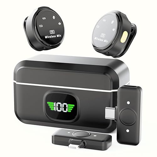 R RUCKERCO Lavalier Wireless Microphone for iPhone/Camera/PC/Laptop,Lightning/USB-C/Plug,Ultra-Low Latency,360° HD Recording,Intelligent Noise