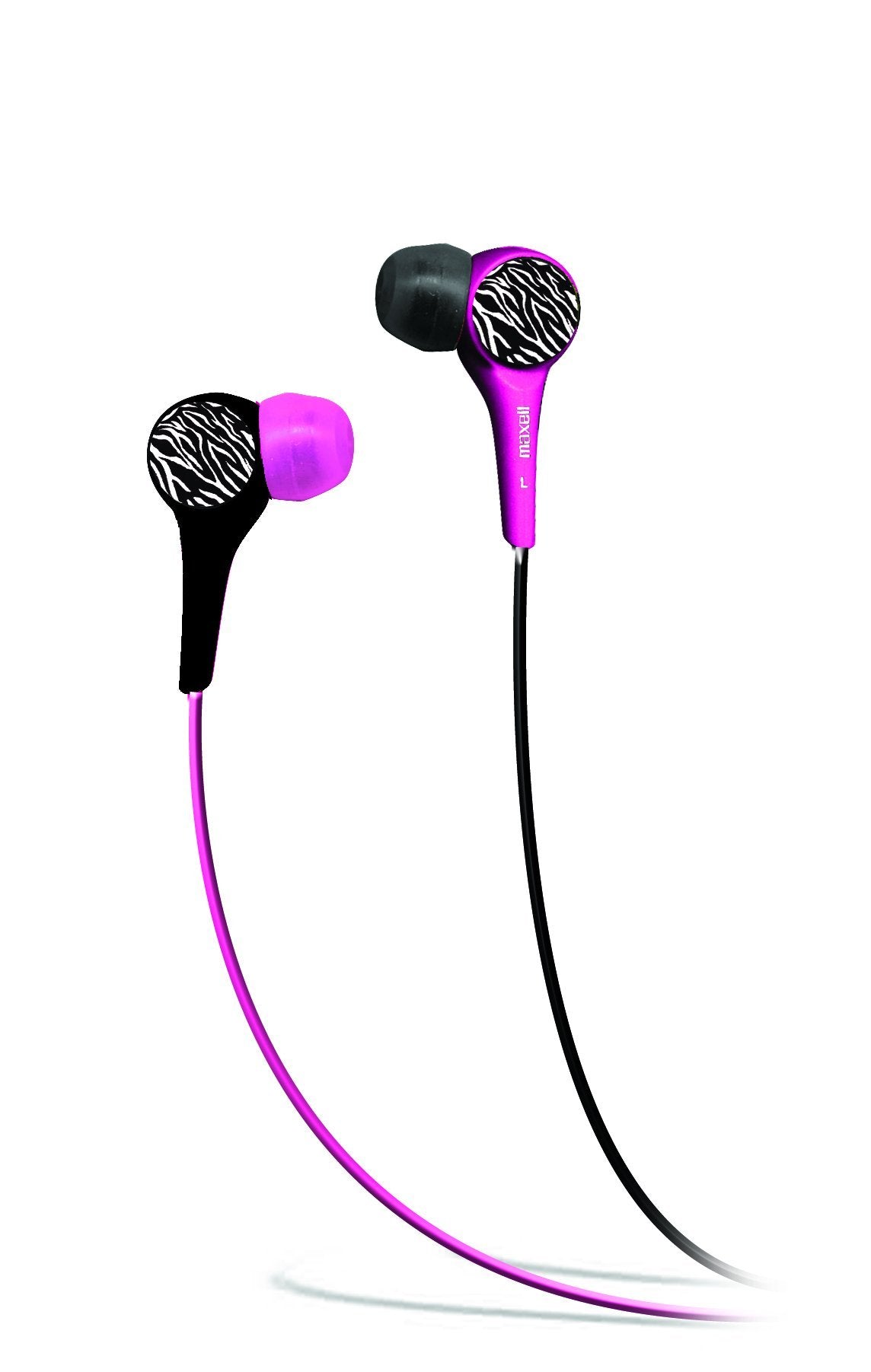 Maxell 190344 Wild Things Pink and Black Zebra In-Ear Buds