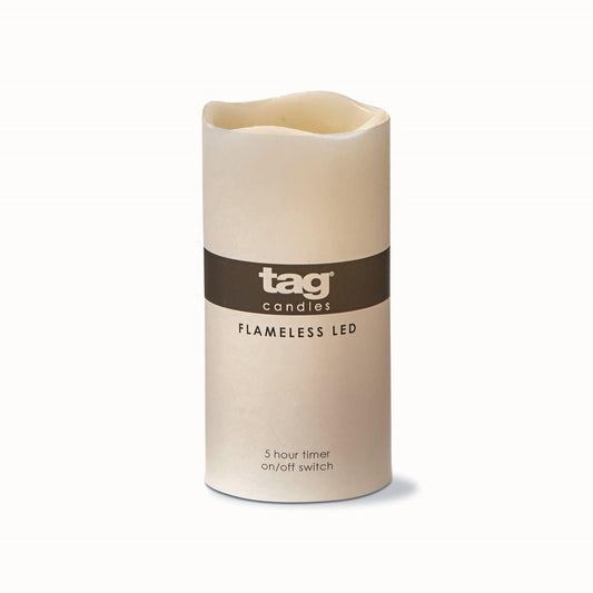 tag 3X6 Light-Up Led Pillar Candle with 5 Hour Timer Flameless Dripless Reusable for Home Decor Wedding Parties 3x6 Ivory