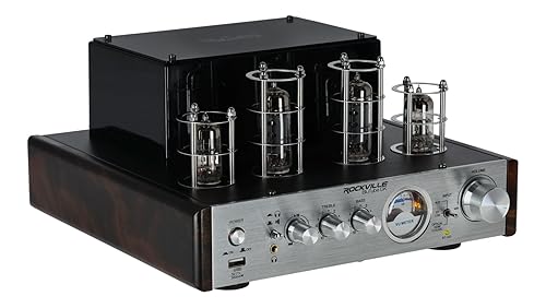 Rockville BluTube DK Audiophile Tube Amplifier with Bluetooth, 35Wx2 RMS @ 4 Ohm, HDMI/Optical/Coaxial Inputs, Sub Output, USB, RCA, VU Meter