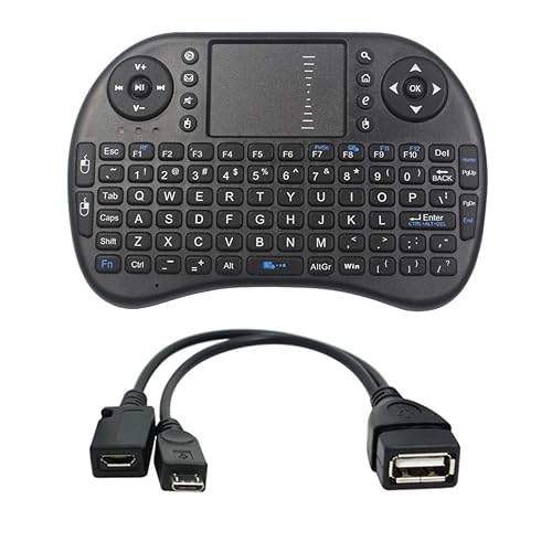 Mini Wireless Keyboard 2.4GHz Touch-pad Mouse Combo Plus OTG Cable - TV xStream, Compatible with Firesticks, Android TV Box, IPTV, 4K Media Stick