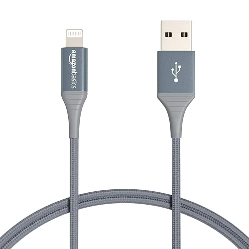 Amazon Basics USB-A to Lightning Charger Cable, Nylon Braided Cord, MFi Certified for Apple iPhone 14 13 12 11 X Xs Pro, Pro Max, Plus, iPad, 10,000…