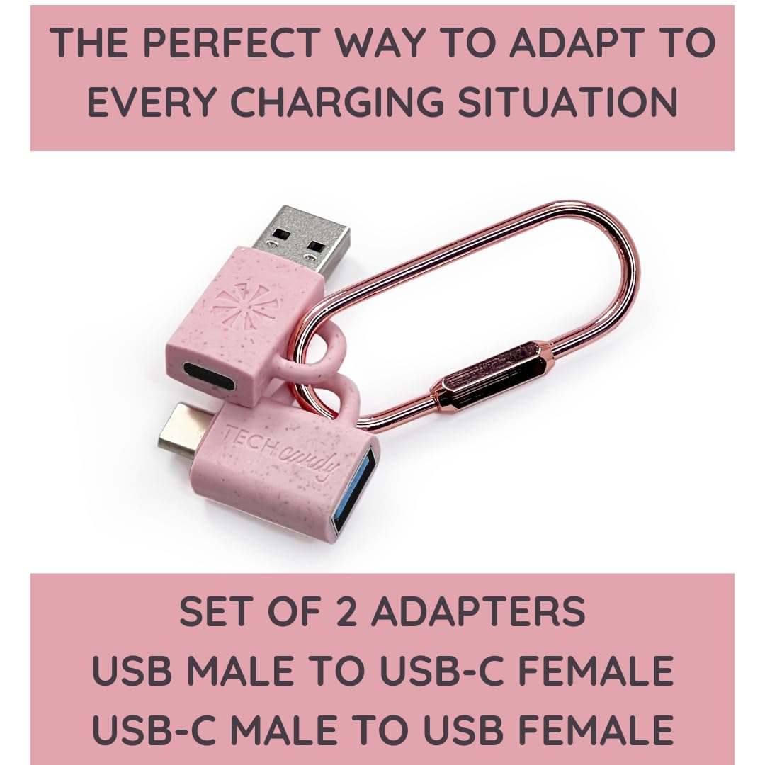 Tech Candy Adapt Dat Universal Multi-Device 3-in-1 Charging Cable, Pink - USB to Lightning/Micro USB/Type C, Fast Charge & Sync, Tangle-Free…