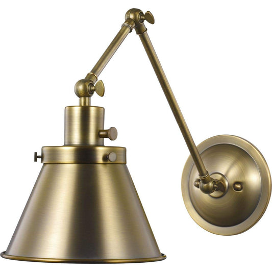 Progress Lighting Hinton Collection Vintage Brass Swing Arm Wall Light
