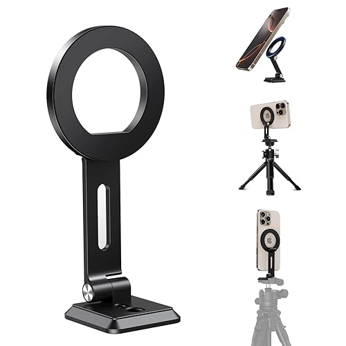 elitehood Aluminum Magsafe iPhone Tripod Mount with Arca Port, Magnetic Phone Mount for Tripod with 1/4" 3/8" Screw Adapter, Cell Phone Holder Stand