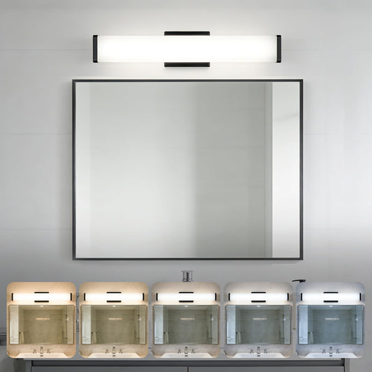 LEDVANCE Sylvania 24" Modern Vanity Lights for Bathroom, 22W, 5 Temperature Select (2700K/3000K/3500K/4000K/6000K), Dimmable, Square Shape, Black