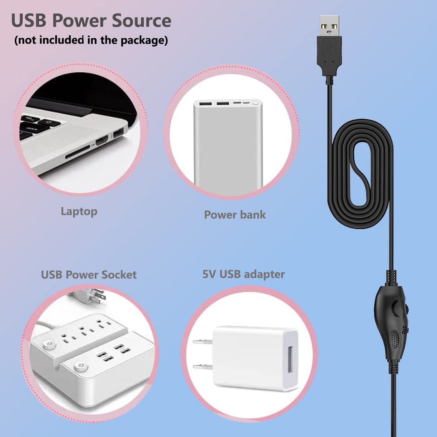 Delinx 12V Fan Speed Controller, Fan Power Adapter,USB 5V Step UP Boost to DC 12V Adapter, 5-12V Adjustable, with 3/4 Pin Fan Connector Cable, 4.8ft