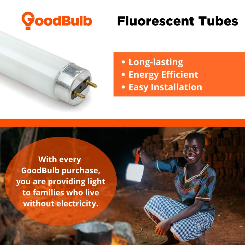 GoodBulb 48-Inch T8 Fluorescent Light Bulbs 32-Watt, 3500K Soft White, 2900-Lumens with G13 Medium Bi-Pin Base (Pack of 25 Bulbs)