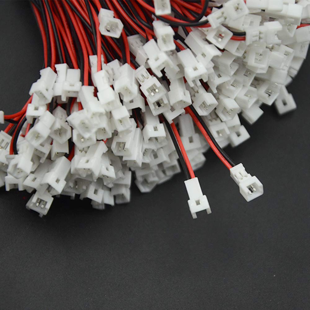 XINGYHENG 100Pcs (50 Pairs) 1.25mm 2PIN Female and Male Connecting Plug with Red Black Terminal Connector Wire Cable Compatible with JST Connector