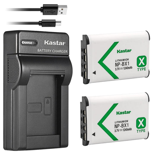 Kastar Battery (X2) & Slim USB Charger Replacement for Sony NP-BX1 Cyber-Shot DSC-HX50VDSC-HX300DSC-RX1 RX1R RX100 RX100 II RX100M II RX100 III