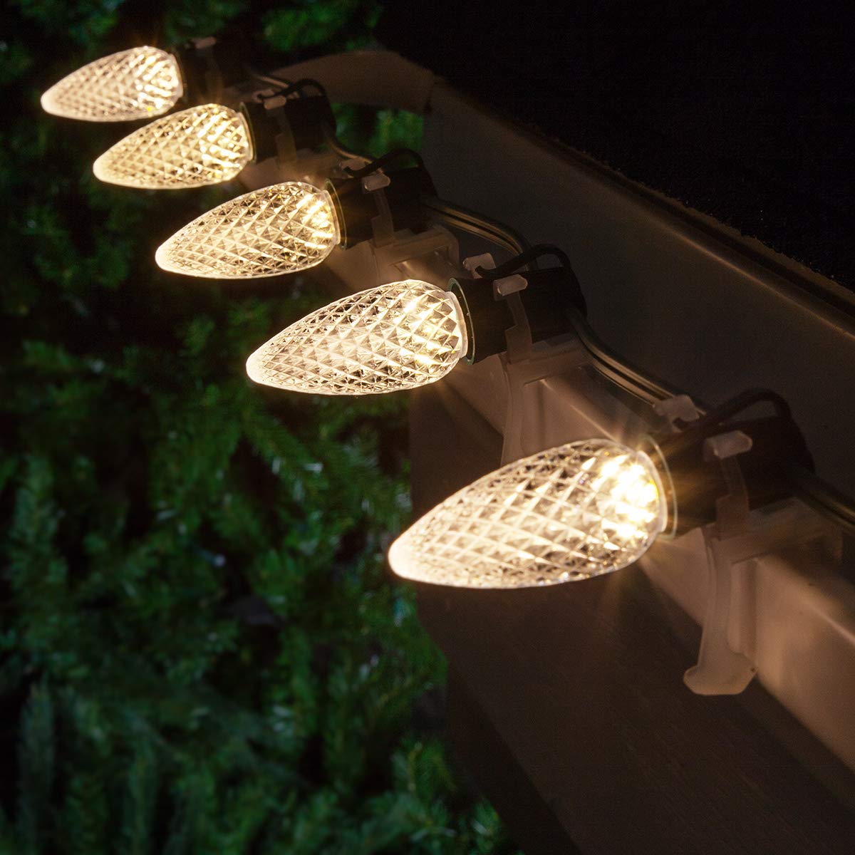 Wintergreen Lighting 25 Pack OptiCore LED C9 Warm White Christmas Light Bulbs - White Bulbs C9 LED Christmas Lights Heavy Duty Shatterproof E17
