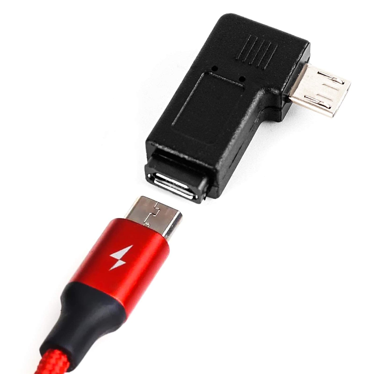 Haiker 1 Pair Right Left Angle Micro USB Male 90 Degree USB Male to Micro Female Plug Adapters