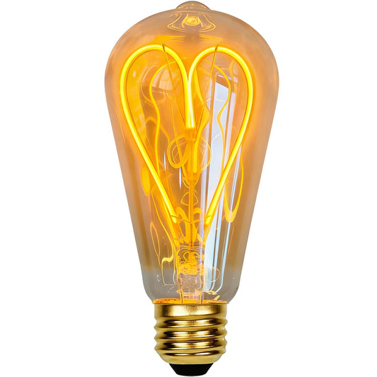 xinfulin ST64 LED Edison Bulb 4W 25W Equivalent, Dimmable 2000K Warm Amber, Heart Filament E26 110V Vintage Industrial Decorative Light