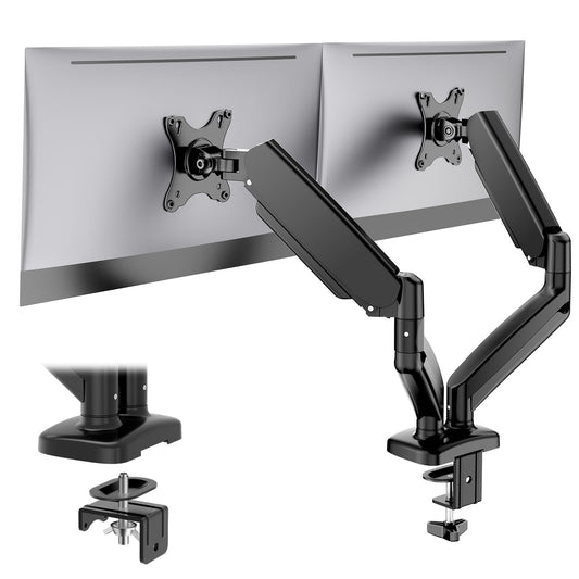 DUMOS Dual Monitor Stand for Desk, Gas Spring Monitor Arm for 2 Monitors Max 32 Inches, Fully Adjustable Double Monitor Mount, VESA Mount