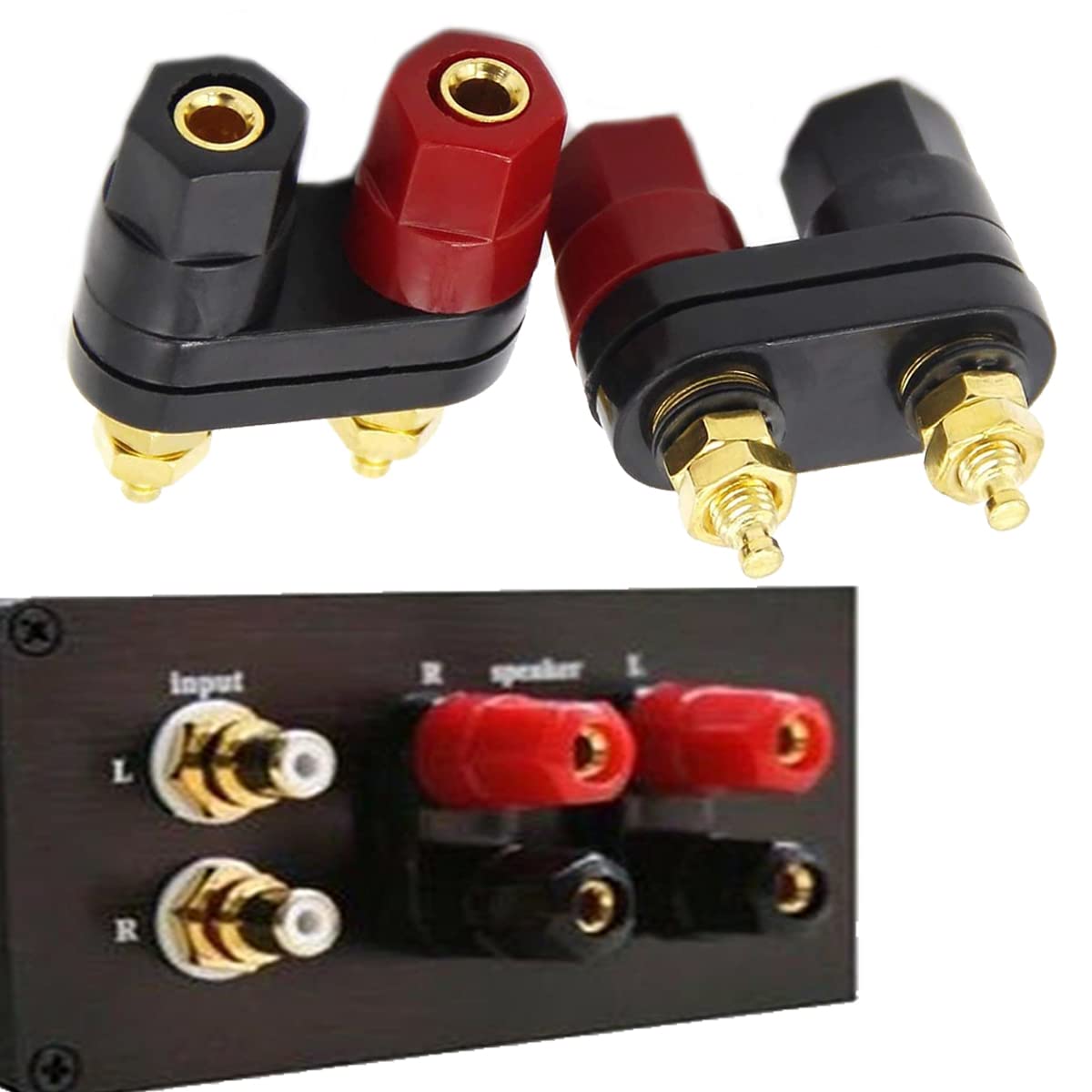 Sopepoyie 8PCS Terminal Binding Post Gold Plated Insulated Terminal Dual 2 Way Female Banana Plug Jack