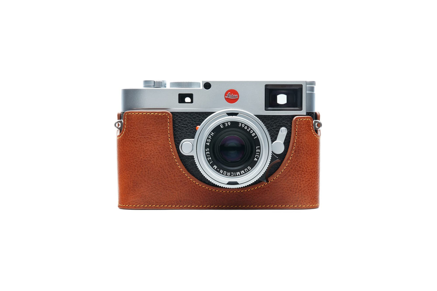BolinUS For Leica M11 Camera Case, Handmade Genuine Real Leather Half Camera Case Bag Cover for Leica M11 Camera Bottom Opening Version + Hand Strap