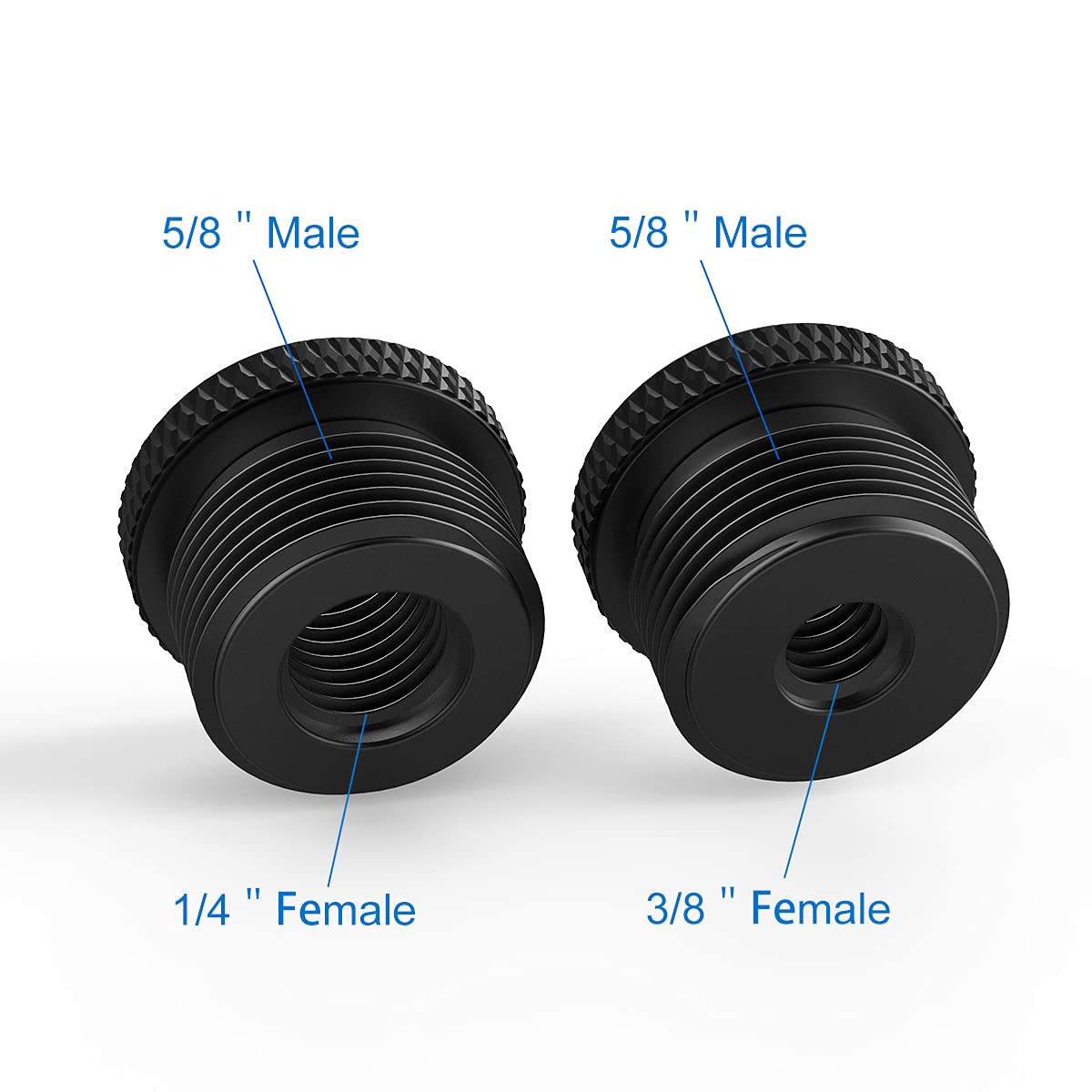 Donuts Mic Stand Adapter Combo Pack - 5/8 to 1/4 & 5/8 to 3/8 Mic Thread Screw Adapter for Tripod, Black
