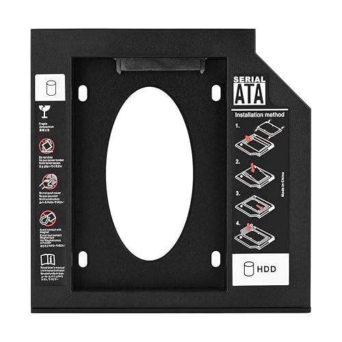 Wendry 2.5" SSD Hard Drive Adapter with Bezel, SATA SSD Enclosure Hard Disk Drive Bay Optical DVD Adapter for Laptop(12.7mm)