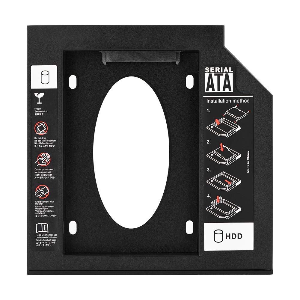 Wendry 2.5" SSD Hard Drive Adapter with Bezel, SATA SSD Enclosure Hard Disk Drive Bay Optical DVD Adapter for Laptop(12.7mm)