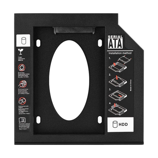 Wendry 2.5" SSD Hard Drive Adapter with Bezel, SATA SSD Enclosure Hard Disk Drive Bay Optical DVD Adapter for Laptop(12.7mm)