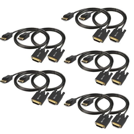 UKYEE Displayport to DVI Cable 6ft 10-Pack, Display Port (DP) to DVI Adapter Cord Male to Male Compatible