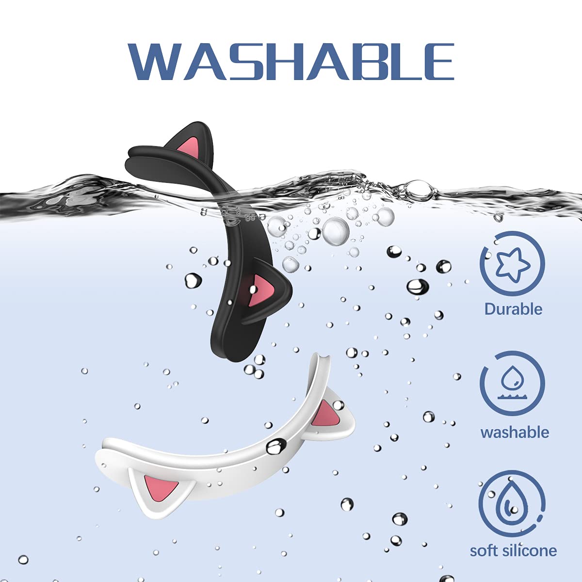 WQNIDE Headband Cover for AirPods Max, Cute Cat Ears Design, Soft Silicone Headband Protector, Comfort Cushion/Top Pad Protection, Compatible