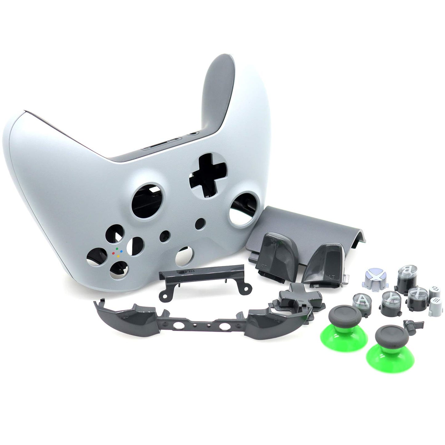 Deal4GO Full Housing Shell kit with Full Button Set Thumbstick Replacement for Xbox One Wireless Controller 1708 Grey/Green