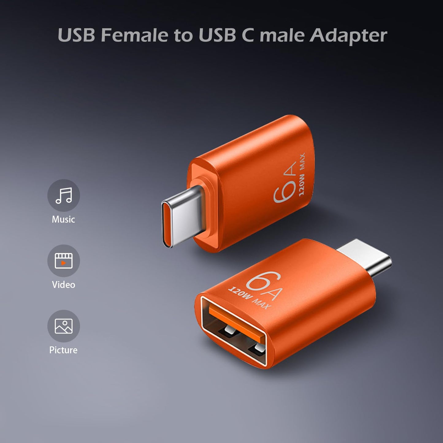 POHFP 【120W /10Gbps】 C Male to USB Female Adapter, 10Pack USB3.1 C to USB Adapter, Compatible with Smartphone/PC/Laptop/Tablet/Keyboard and More…