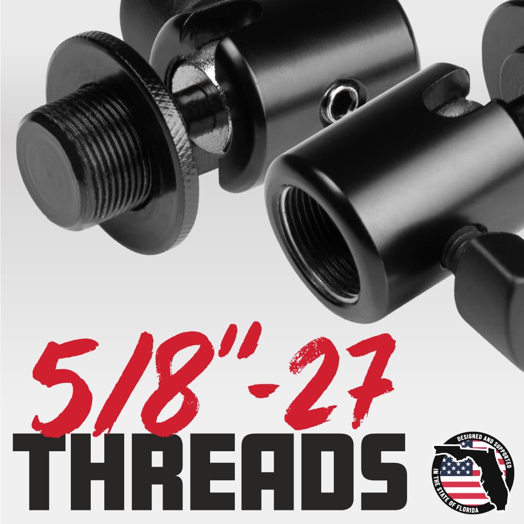 Gator Frameworks Ball-and-Socket Head Microphone Adapter with Angle Adjustment, (GFW-MIC-BALLHEAD-MT)