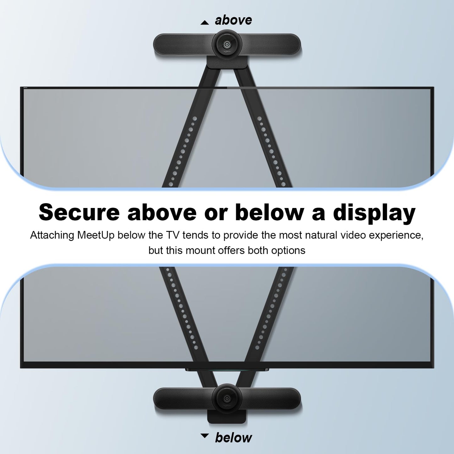 939-001498 TV Mount for Logitech MeetUp HD Video and Audio Conferencing System, TV Mount Compatible with Logitech MeetUp, VESA Standard