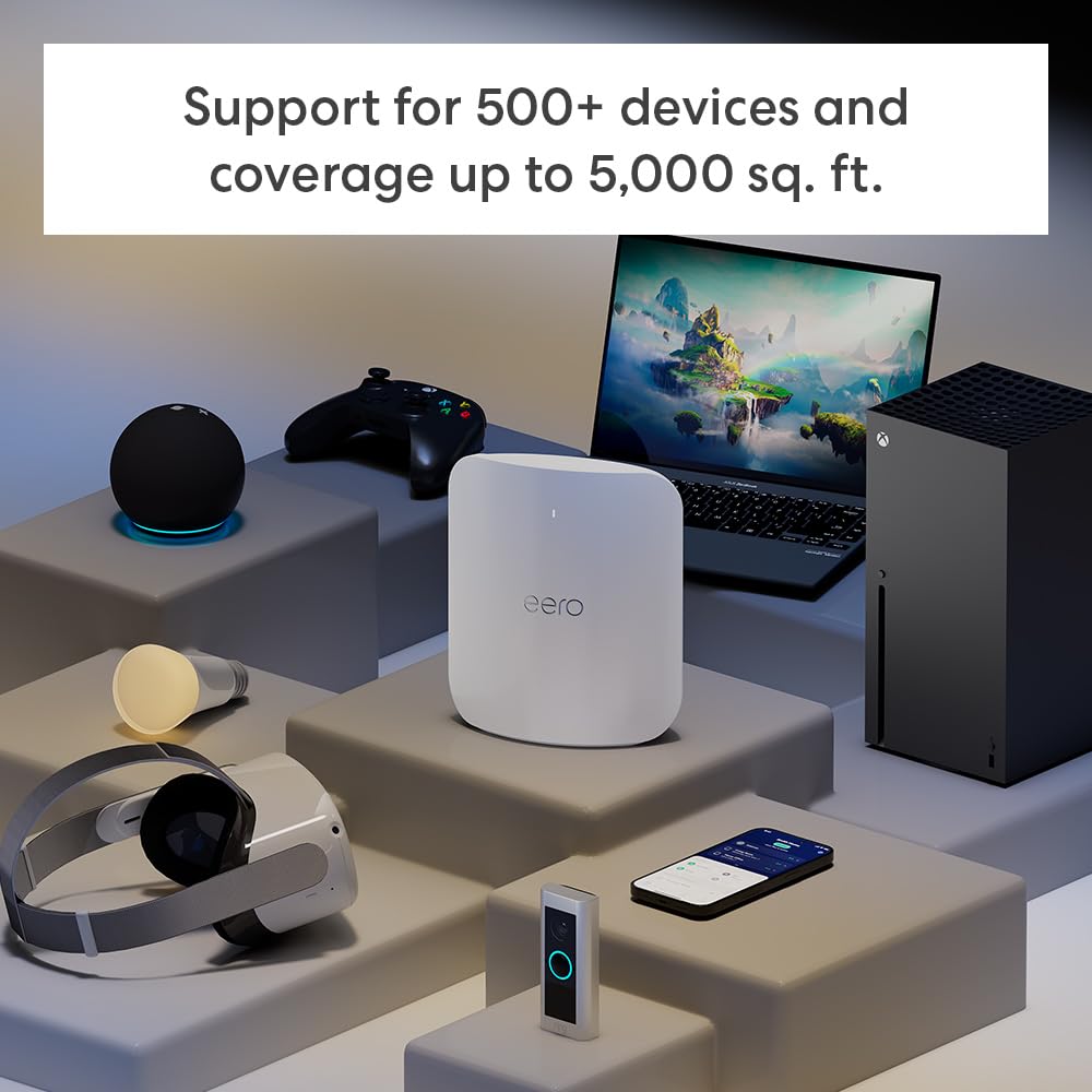 Amazon eero Max 7 mesh wifi system (newest model) - Supports internet plans up to 10 Gbps, Coverage up to 5,000 sq. ft., Connect 500+ devices, 2-pack