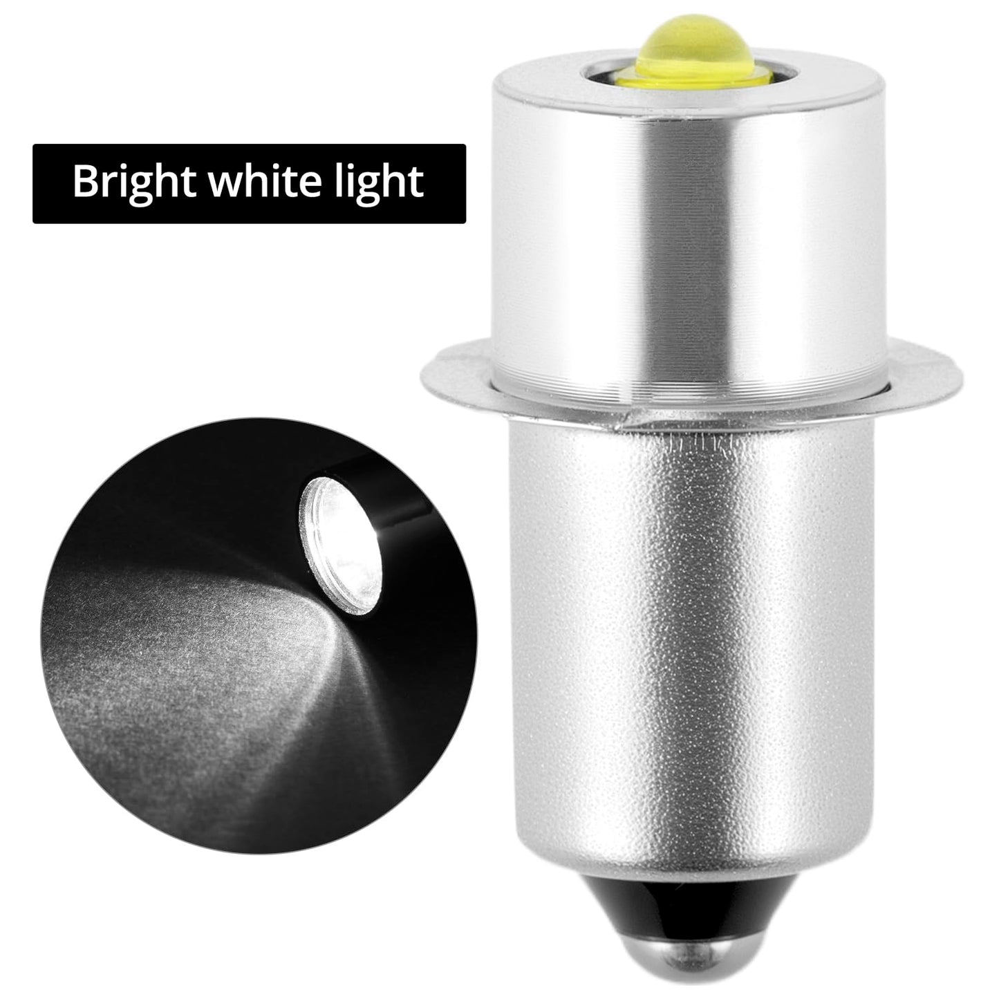 QWORK 5 Pieces LED Bulb 3W DC 4-12V P13.5S Base Flashlight Bulbs Replacement Kit - 220 Lumens for C&D Cell Flashlights, Daylight White