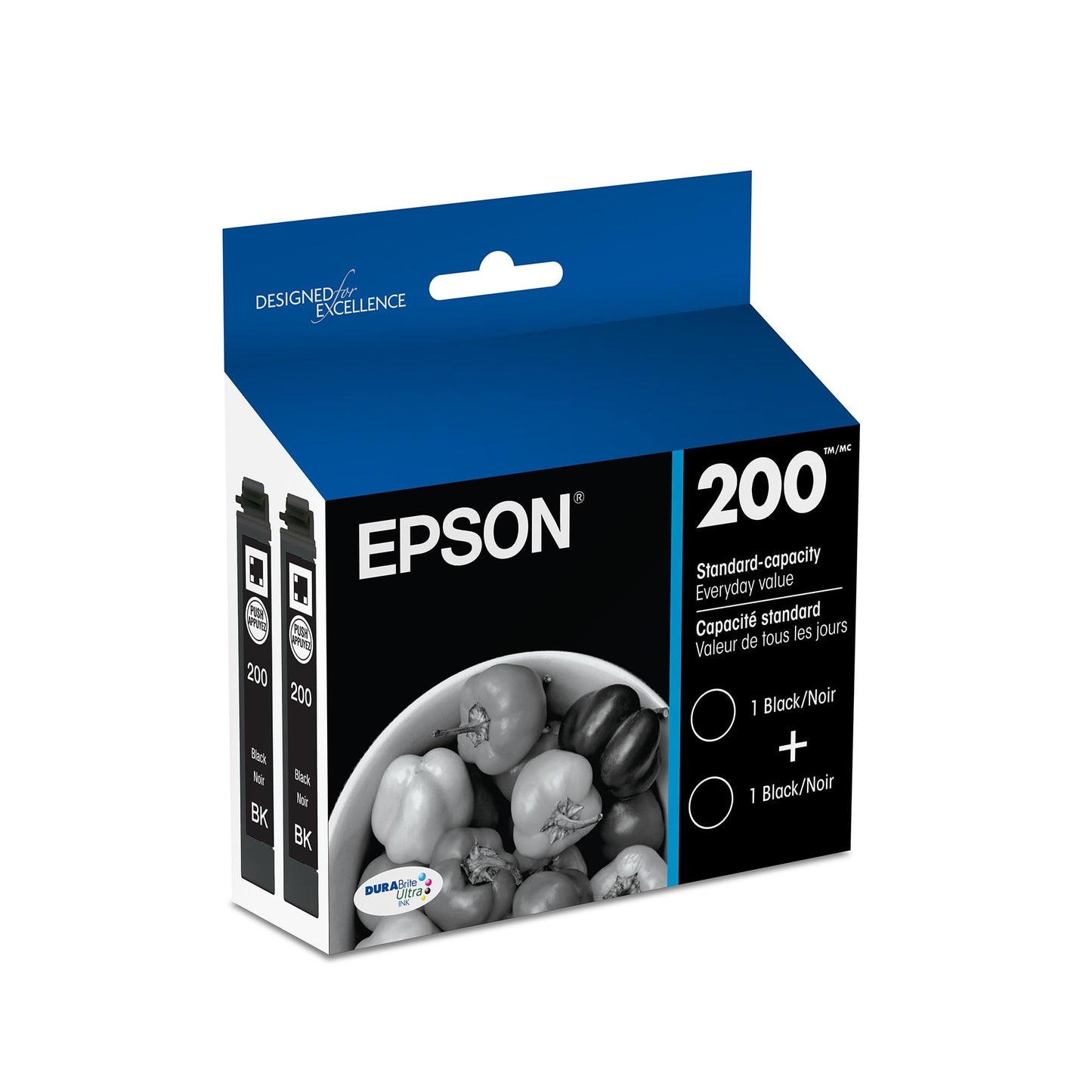 EPSON 200 DURABrite Ultra Ink Standard Capacity Black Dual Cartridge Pack (T200120-D2) Works with WorkForce WF-2520, 2530, 2540, Expression XP-200