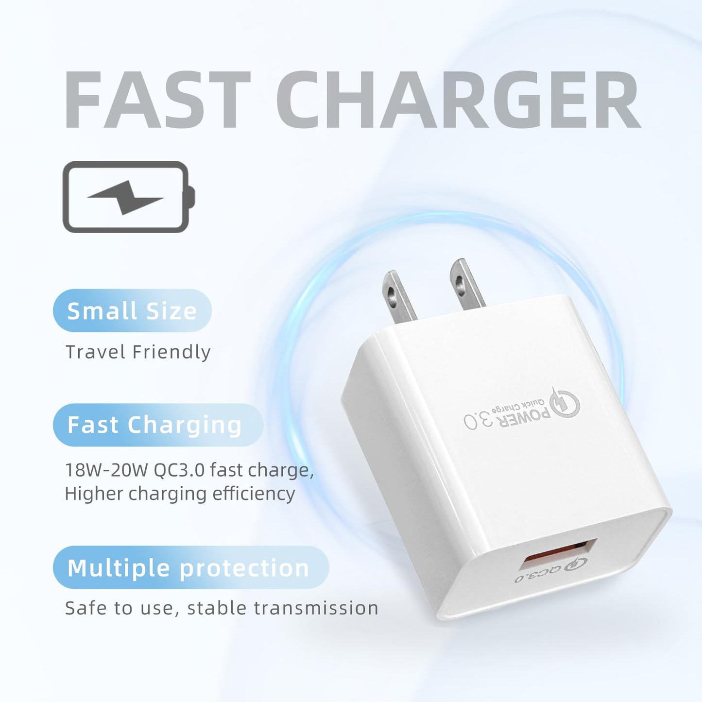2 Pack 10ft QC3.0 Fast Charger for Arlo Pro 2, Arlo Pro, Arlo Go, Arlo Q Camera, Essential Spotlight Camera,Eufy,Wyze Cam Pan V2 V3,Cloud,Netvue,Yi