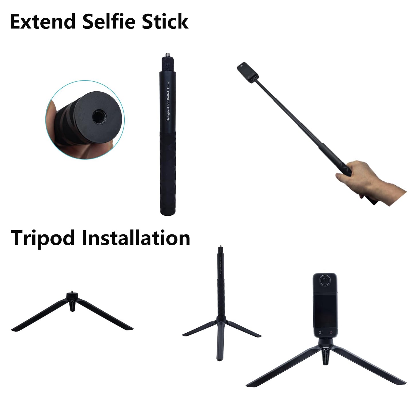 EIOYUMY Accessories Kit for Insta360 X5 / X4 Camera, Including Magnetic Mount, Selfie Stick, Tripod, Chest Strap, Headband, Bicycle Clip, Suitcase