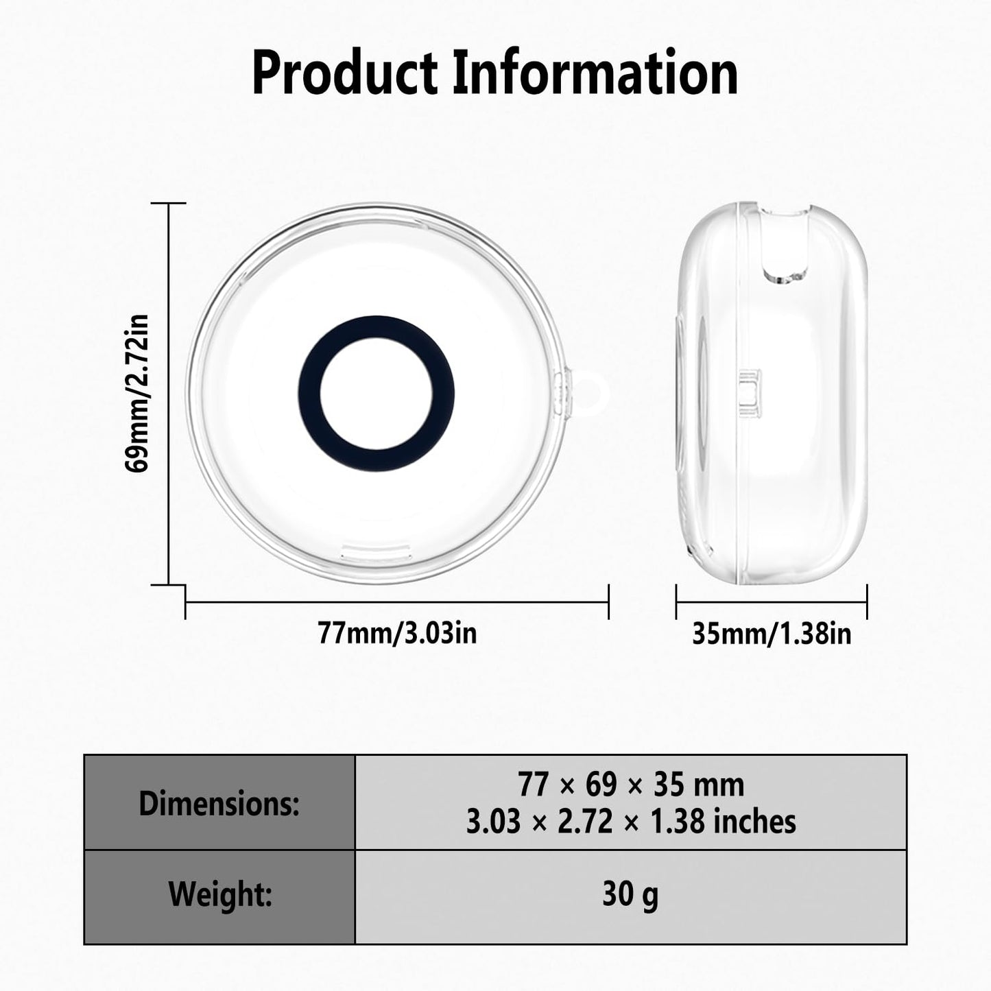 Geiomoo TPU Cover for Anker Soundcore Sleep A30 Case, Soft Flexible Scratch Resistant Protective with Carabiner (Clear)