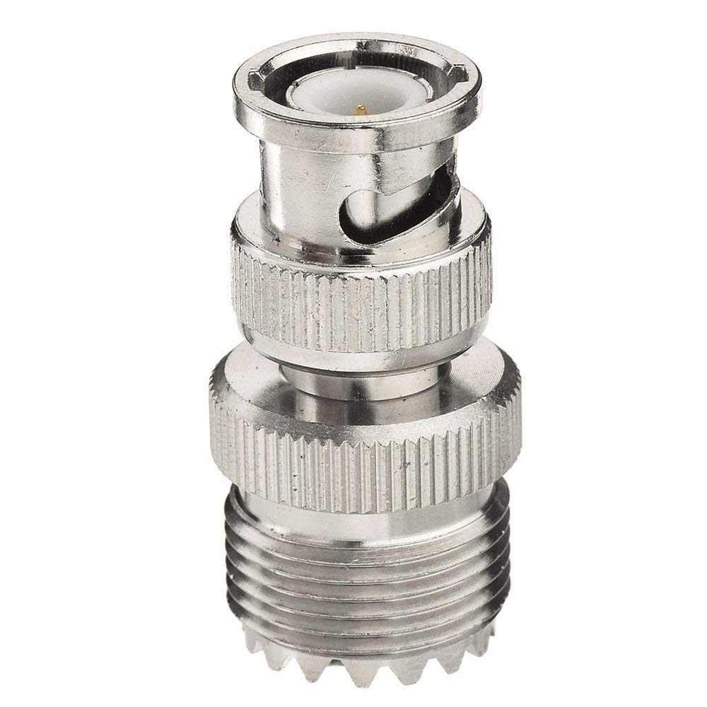 TengKo BNC Male to UHF Female SO-239 SO239 Adapter Connector RF Coaxial Coax Adapter for Antenna Coaxial Cable Radio Scanner (2 Pack)