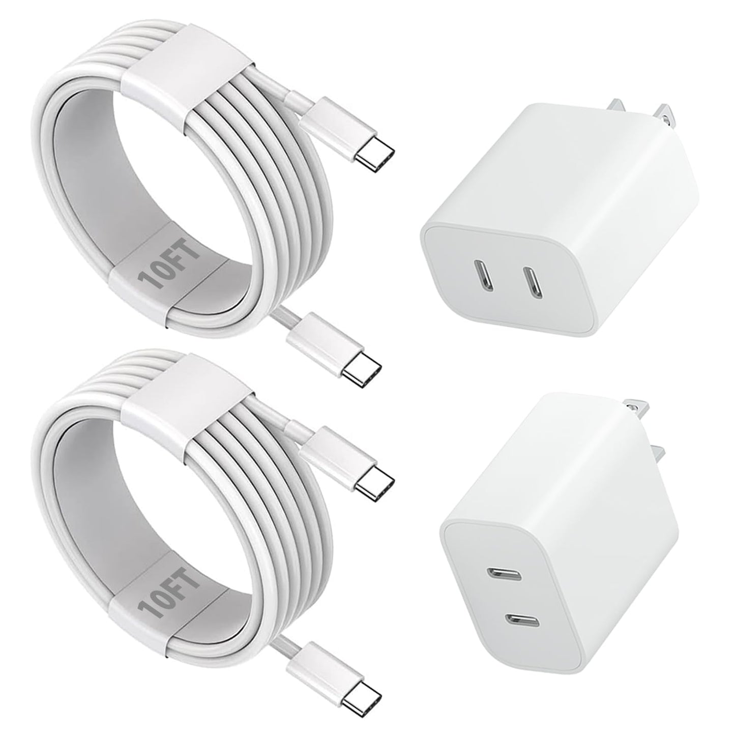 iPhone 17 16 15 Fast Charger, 2Pack USBC Double Charger Block with 10FT Long C to USB C Cable, Dual Fast Charger Compatible with iPhone 17 Pro Max/17